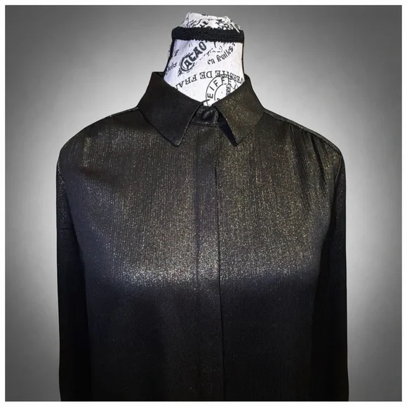 Chico’s Iridescent Sheen Button-Front Blouse – Women’s Size 0 - Picture 6 of 12